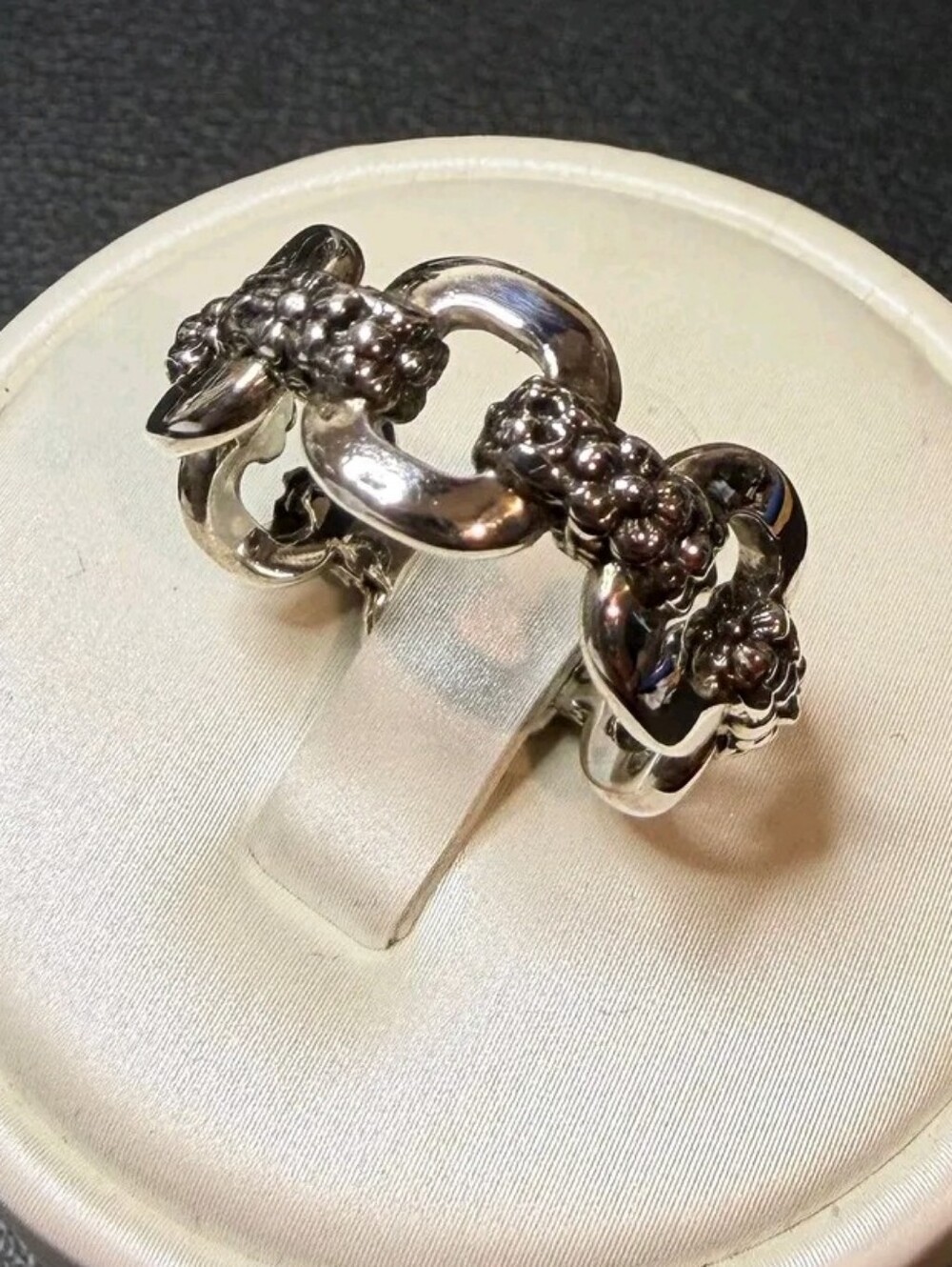 John Hardy JAI Statement Link Floral Sterling Silver Ring Sz:8